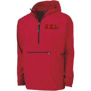 Alpha Chi Omega Tackle Twill Lettered Pack N Go Pullover(Red)