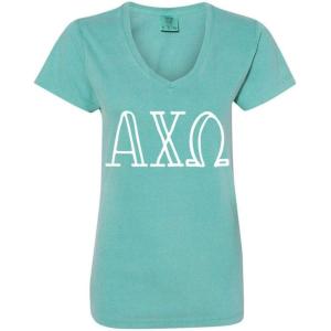 Alpha Chi Omega V-Neck T-Shirt(Lagoon)