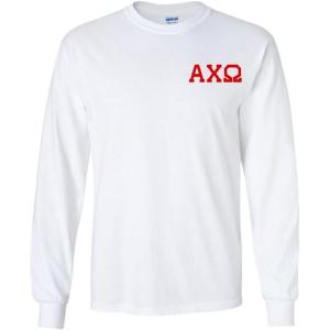 Alpha Chi Omega World Famous Crest Long Sleeve T-Shirt(White)