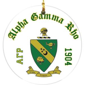 Alpha Gamma Rho Round Christmas Shield Ornament