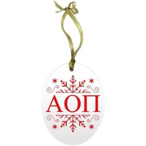 Alpha Omicron Pi AOII Holiday Color Snowflake Glass Christmas Ornament