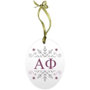 Alpha Phi Holiday Color Snowflake Glass Christmas Ornament