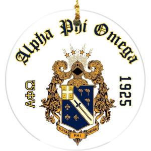 Alpha Phi Omega Round Christmas Shield Ornament