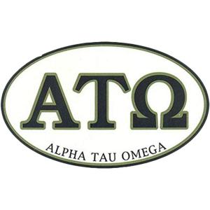 Alpha Tau Omega ATO Euro Decal Oval Sticker Black