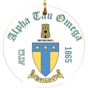 Alpha Tau Omega ATO Round Christmas Shield Ornament