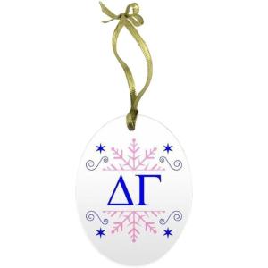 Delta Gamma Holiday Color Snowflake Glass Christmas Ornament
