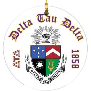 Delta Tau Delta DTD Round Christmas Shield Ornament