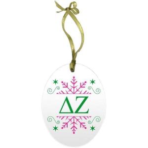 Delta Zeta Holiday Color Snowflake Glass Christmas Ornament