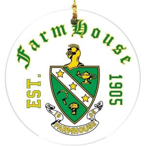 Farmhouse Round Christmas Shield Ornament