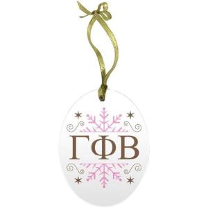 Gamma Phi Beta Holiday Color Snowflake Glass Christmas Ornament