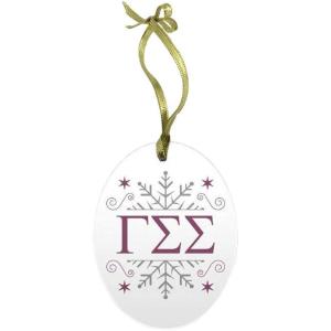 Gamma Sigma Sigma Holiday Color Snowflake Glass Christmas Ornament