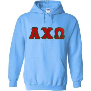 Greekgear Alpha Chi Omega Lettered Hooded Sweatshirt(Light Blue)