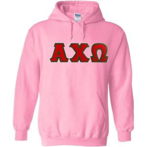 Greekgear Alpha Chi Omega Lettered Hooded Sweatshirt(Light Pink)