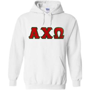 Greekgear Alpha Chi Omega Lettered Hooded Sweatshirt(White)
