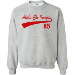 Greekgear Alpha Chi Omega Tail Crewneck Sweatshirt(Light Grey)