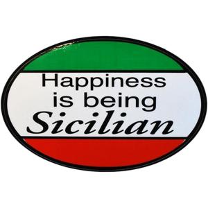 Happiness is Being Sicilian Oval Decal Sticker