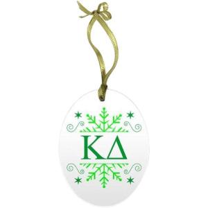 Kappa Delta Holiday Color Snowflake Glass Christmas Ornament