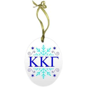 Kappa Kappa Gamma Holiday Color Snowflake Glass Christmas Ornament