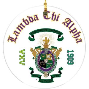 Lambda Chi Alpha Round Christmas Shield Ornament