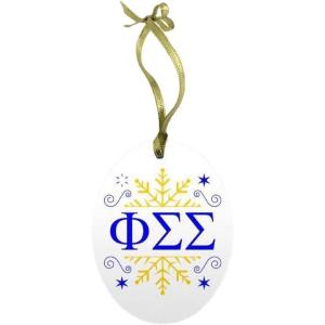 Phi Sigma Sigma Holiday Color Snowflake Glass Christmas Ornament