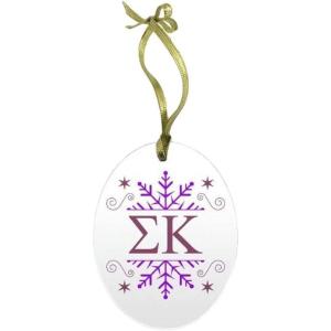 Sigma Kappa Holiday Color Snowflake Glass Christmas Ornament