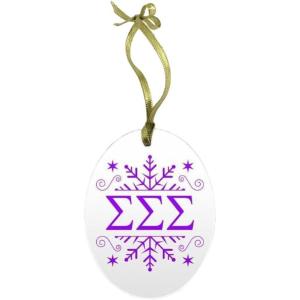 Sigma Sigma Sigma Holiday Color Snowflake Glass Christmas Ornament