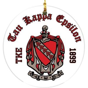 Tau Kappa Epsilon TKE Round Christmas Shield Ornament