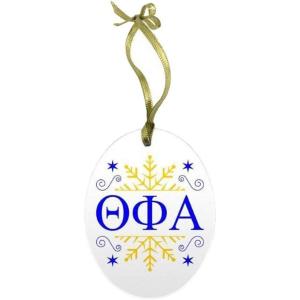 Theta Phi Alpha Holiday Color Snowflake Glass Christmas Ornament