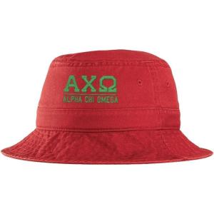 Women’s Alpha Chi Omega Greek Letter Bucket Hat(Red)