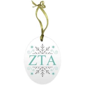 Zeta Tau Alpha ZTA Holiday Color Snowflake Glass Christmas Ornament