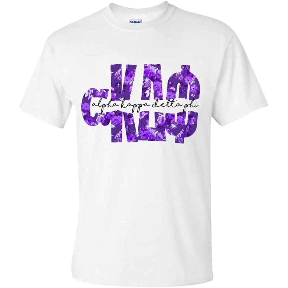imageAlpha Kappa Delta Phi Floral Big Lettered TShirtWhite
