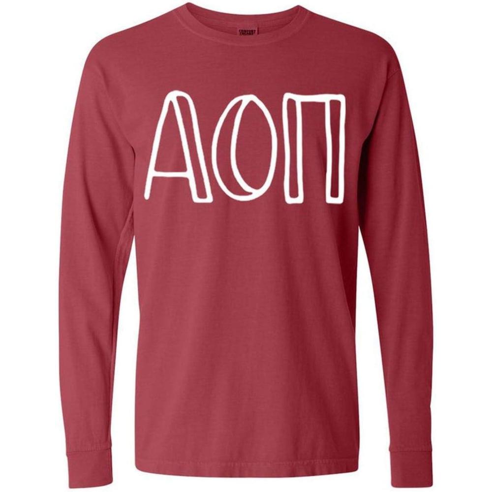 imageAlpha Omicron Pi AOII Greek Long Sleeve TShirtPaprika