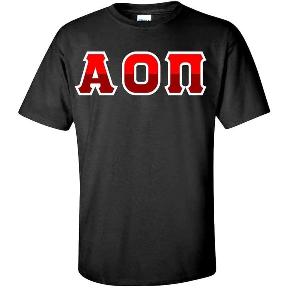 imageAlpha Omicron Pi AOII Two Tone Greek Lettered TShirtBlack