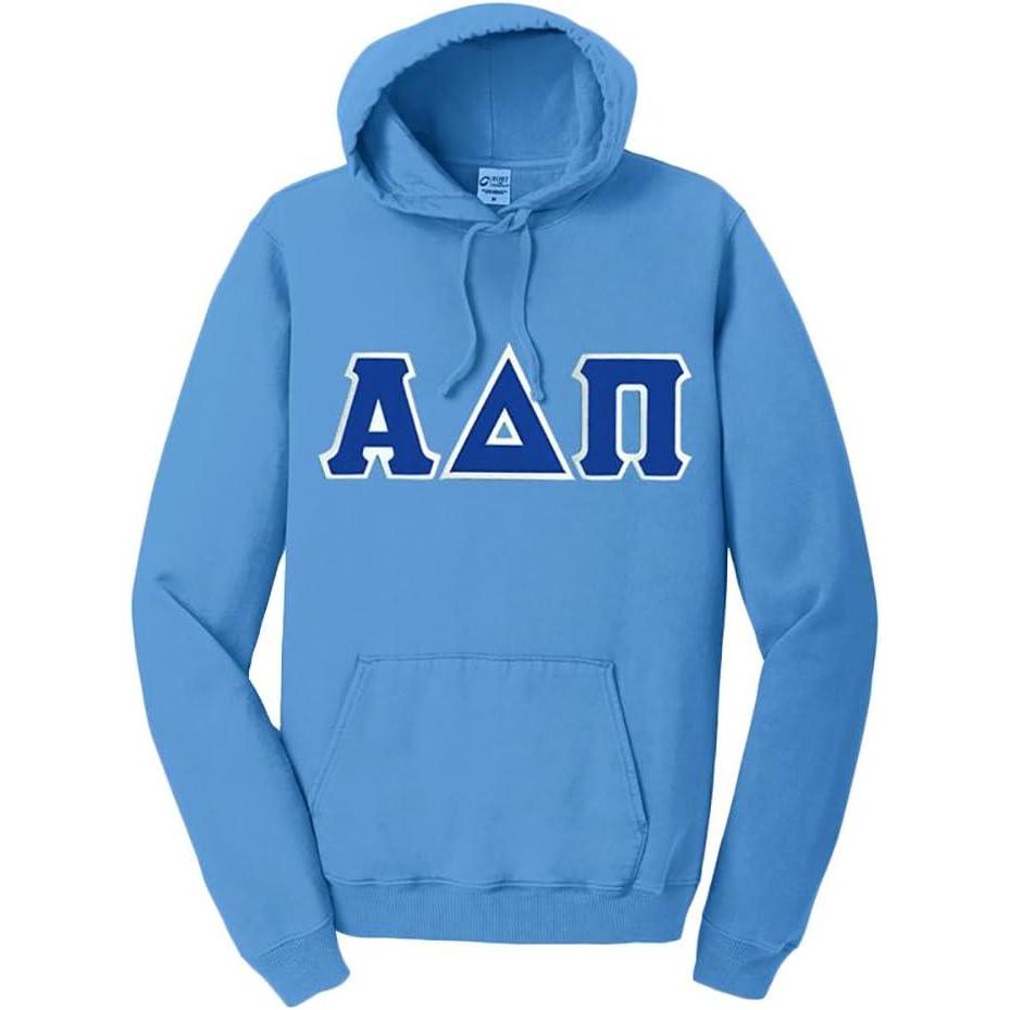 imageGreekgear Alpha Delta PI PigmentDyed Lettered Hooded SweatshirtBlue Moon