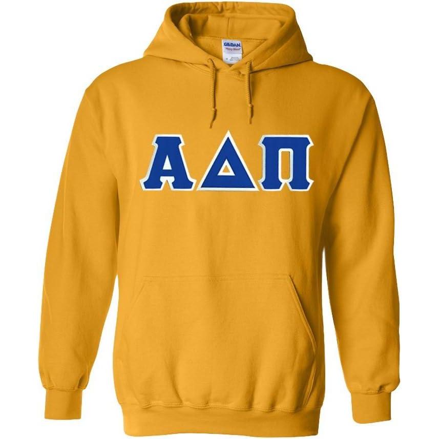 imageGreekgear Alpha Delta Pi Lettered Hooded SweatshirtAthletic Gold