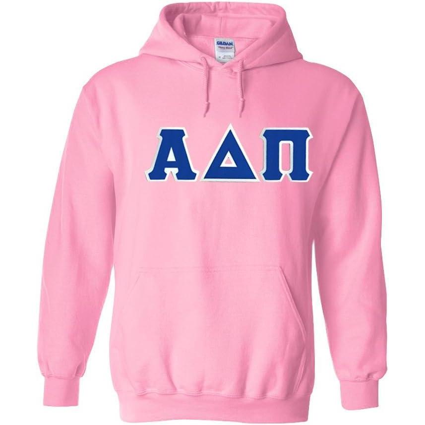imageGreekgear Alpha Delta Pi Lettered Hooded SweatshirtLight Pink