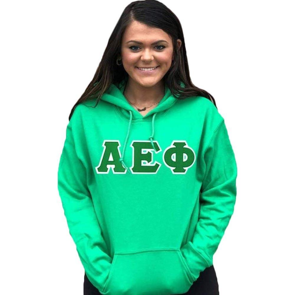 imageGreekgear Alpha Epsilon Phi Lettered Hooded SweatshirtGreen