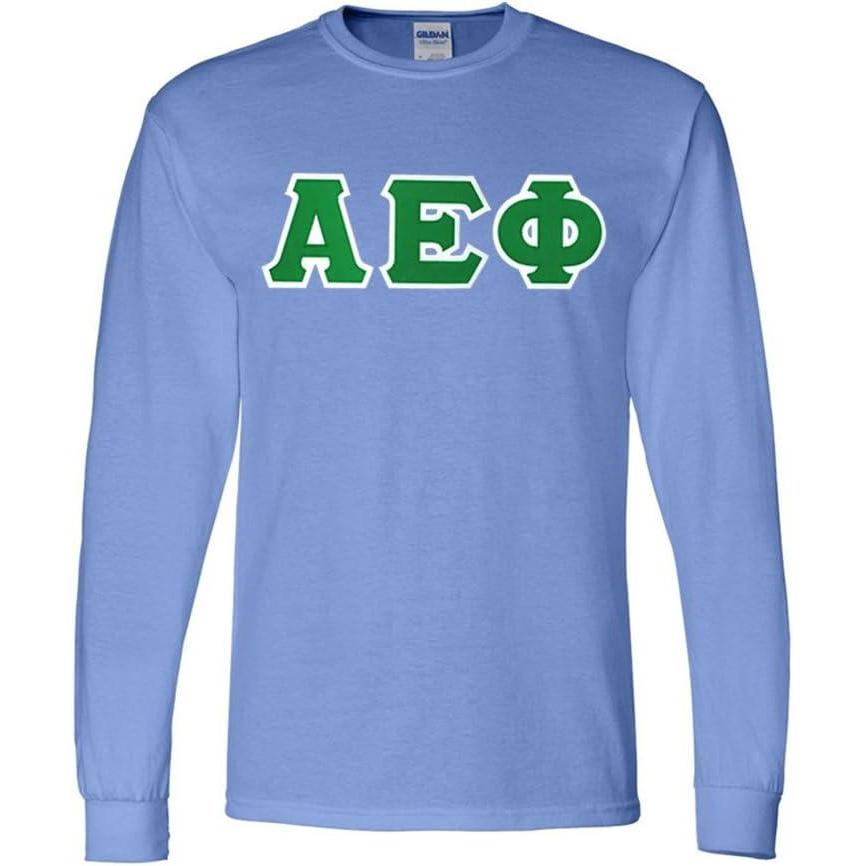 imageGreekgear Alpha Epsilon Phi Lettered Long Sleeve TeeLight Blue