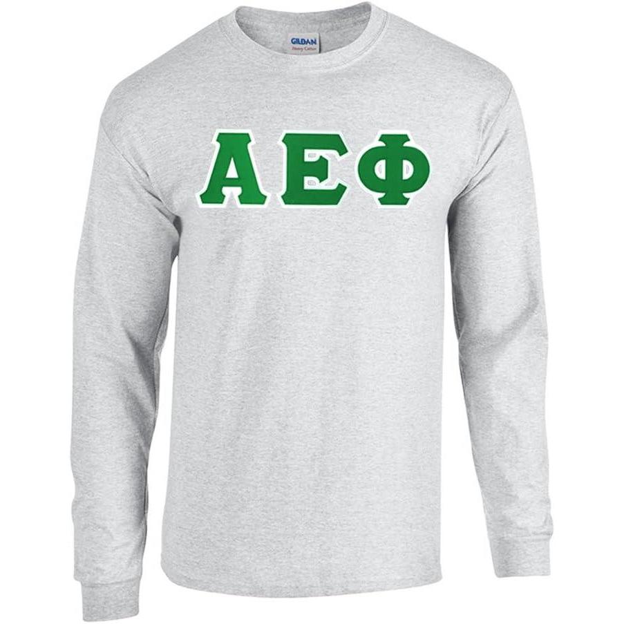 imageGreekgear Alpha Epsilon Phi Lettered Long Sleeve TeeSports Grey
