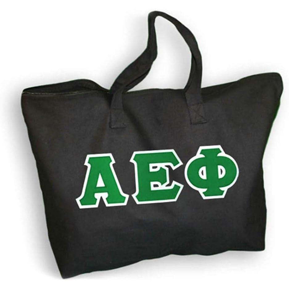 imageGreekgear Alpha Epsilon Phi Lettered Tote BagBlack