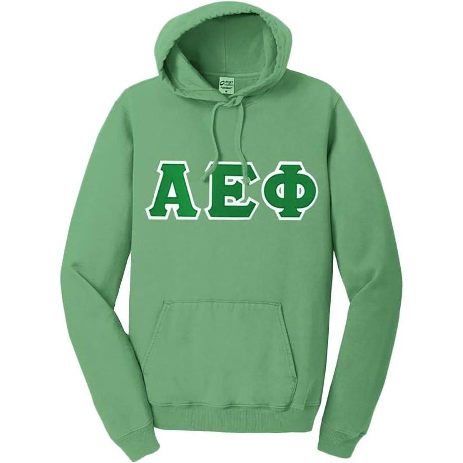 imageGreekgear Alpha Epsilon Phi PigmentDyed Lettered Hooded SweatshirtSafari