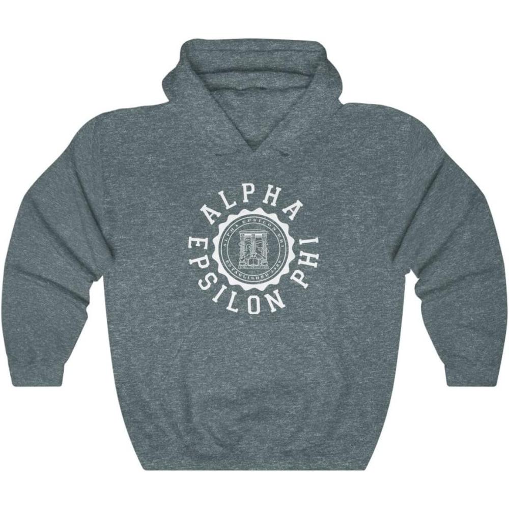 imageGreekgear Alpha Epsilon Phi Unisex College Seal HoodieDark Heather