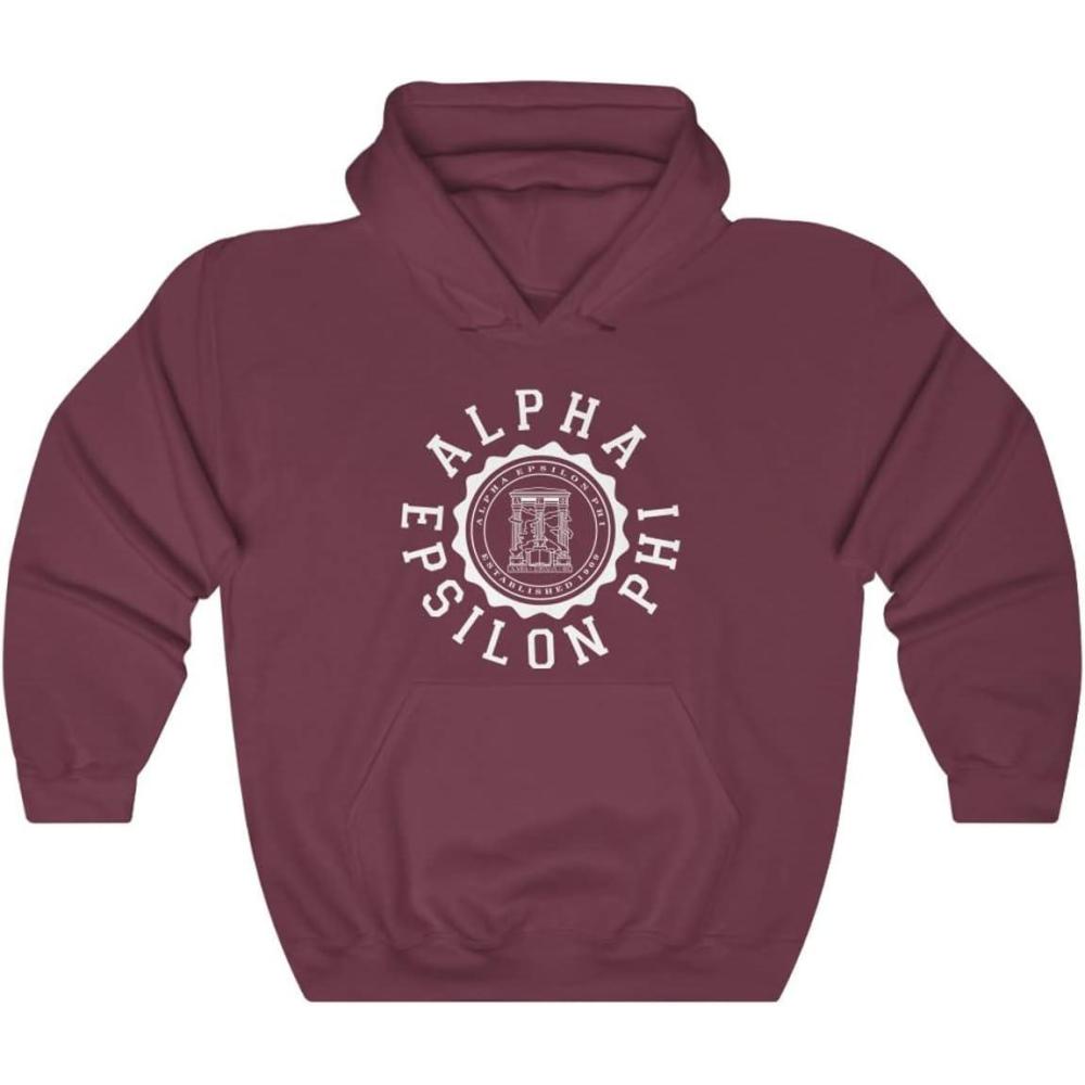 imageGreekgear Alpha Epsilon Phi Unisex College Seal HoodieMaroon
