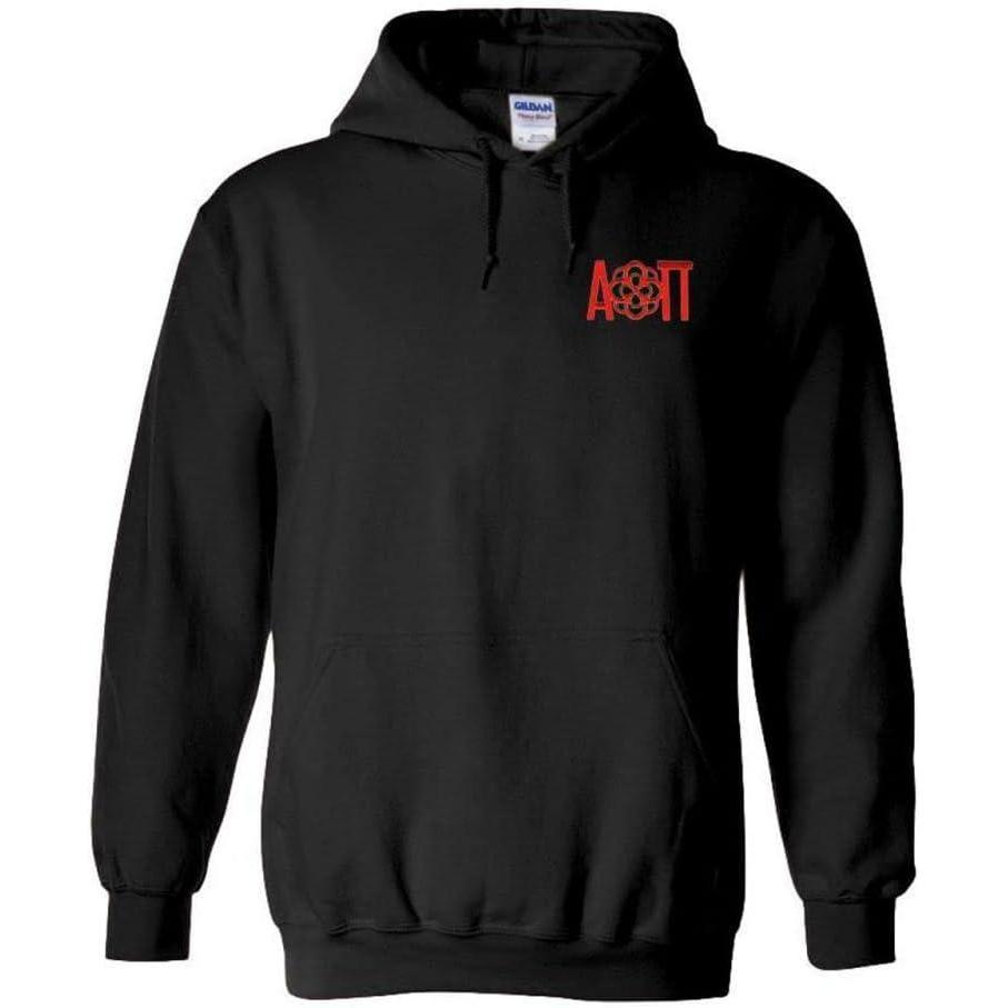 imageGreekgear Alpha Omicron Pi Emblem Rose Hooded SweatshirtBlack
