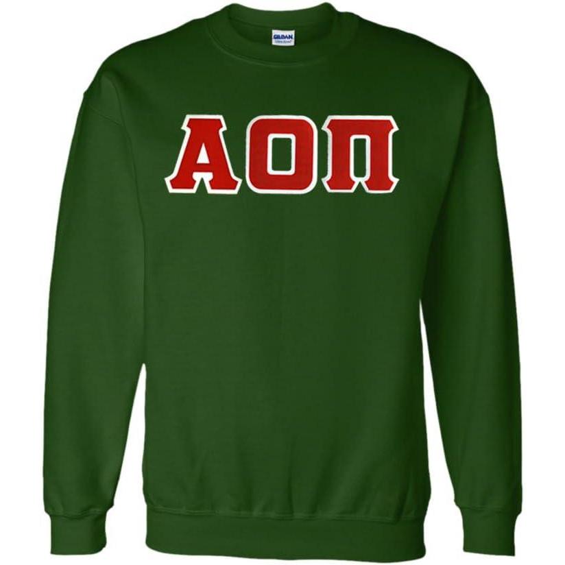 imageGreekgear Alpha Omicron Pi Lettered CrewneckForest Green