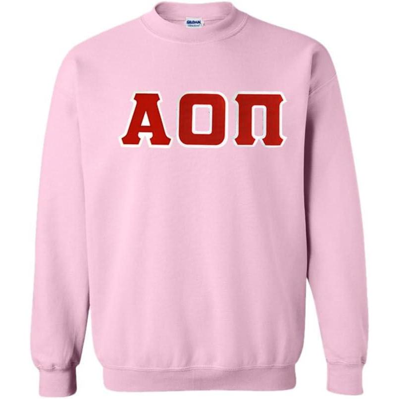 imageGreekgear Alpha Omicron Pi Lettered CrewneckLight Pink