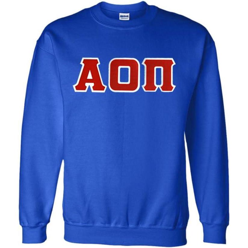 imageGreekgear Alpha Omicron Pi Lettered CrewneckRoyal Blue