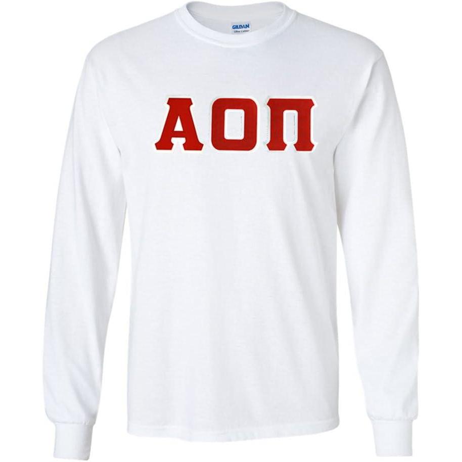 imageGreekgear Alpha Omicron Pi Lettered Long Sleeve TeeWhite
