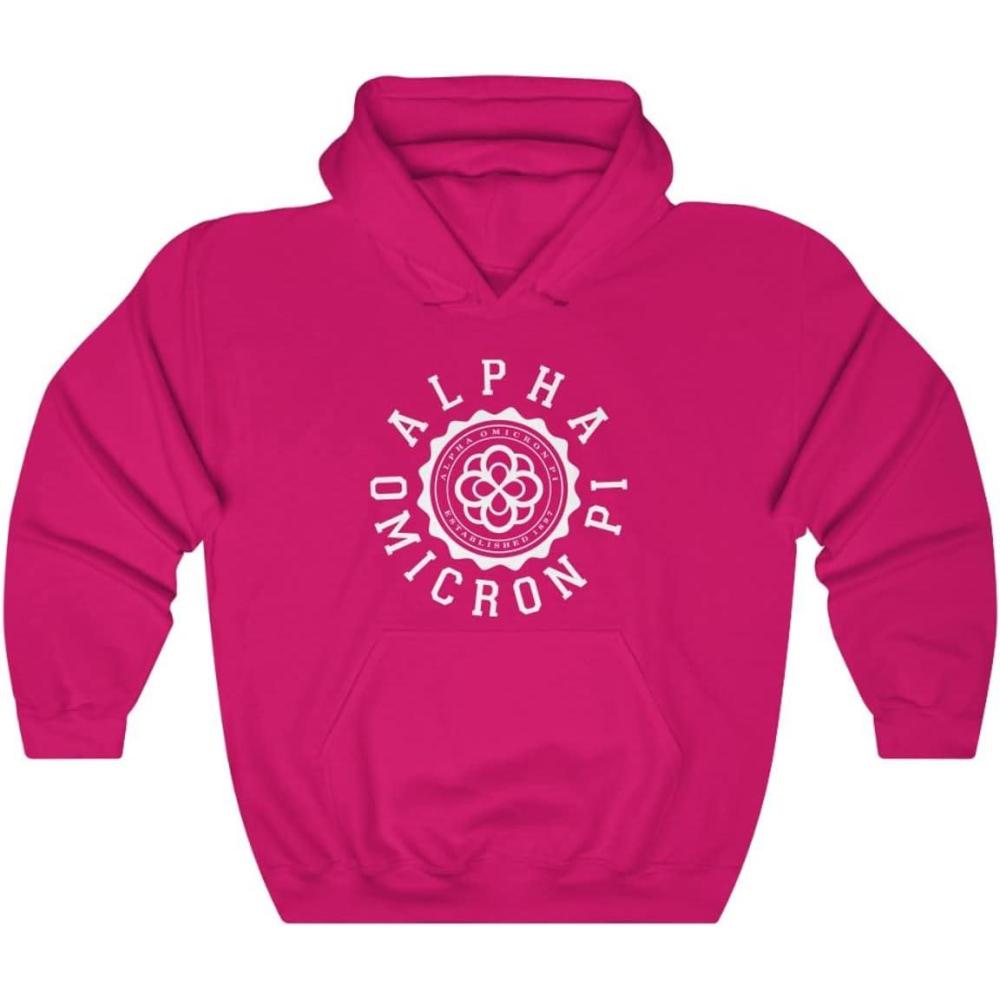 imageGreekgear Alpha Omicron Pi Unisex College Seal HoodieHeliconia