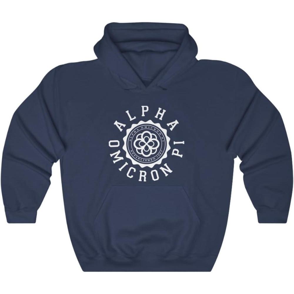 imageGreekgear Alpha Omicron Pi Unisex College Seal HoodieNavy
